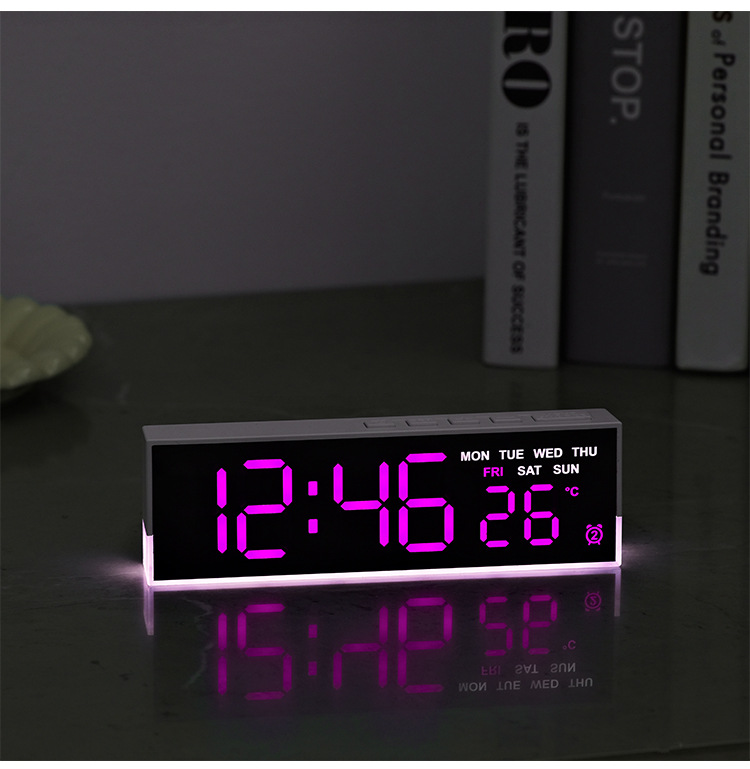 Timer Clock Rectangle Image 16.8cm Slim and Big Rectangle LED Dual Alarm Clock with Adjustable LED ...