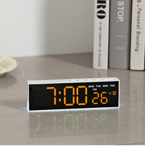 Timer Clock Rectangle Image 16.8cm Slim and Big Rectangle LED Dual Alarm Clock with Adjustable LED ...