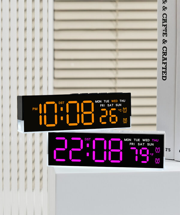 Timer Clock Rectangle Image 16.8cm Slim and Big Rectangle LED Dual Alarm Clock with Adjustable LED ...